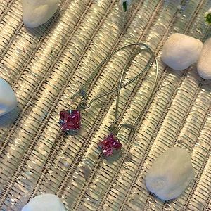 Sterling Silver Swarovski Pink Earrings. NWOT